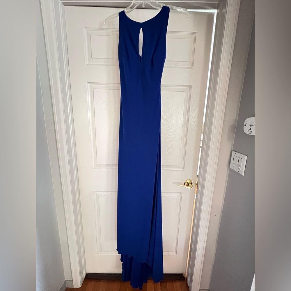 JVN royal Blue Sleeveless Gown with keyhole neckline